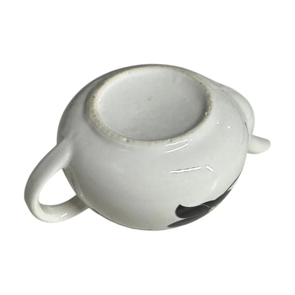 VTG Furama Ceramic Teapot Floral Black Lid White Flower Design Kitchen MCM Decor